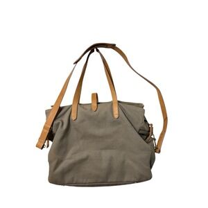 Cuyana Triple Zipper Weekender Tote Beige Handbag Canvas with strap